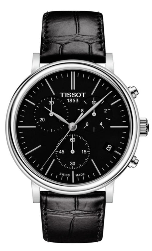  Shop Authentic Tissot Carson Premium Chronograph Black Dial Black Leather Strap Watch For Men - T122.417.16.051.00 - Luxxuri