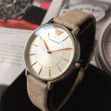  Shop Authentic Emporio Armani Classic Kappa White Dial Brown Leather Strap Watch For Women - AR11009 - Luxxuri