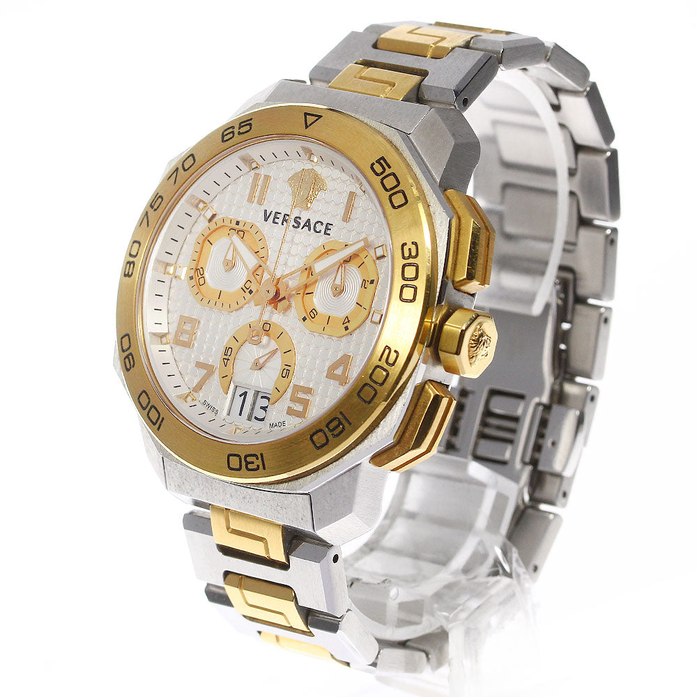  Shop Authentic Versace Dylos Chronograph Silver Dial Two Tone Steel Strap Watch for Men - VQC030015 - Luxxuri