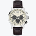  Shop Authentic Guess Chronograph Quartz White Dial Brown Leather Strap Watch For Men - W0380G1 - Luxxuri