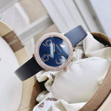  Shop Authentic Swarovski Crystal Frost Blue Dial Blue Leather Strap Watch for Women - 5484061 - Luxxuri
