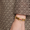  Shop Authentic Gucci G Frame Quartz Diamonds White Red Blue Dial Gold Mesh Bracelet Watch For Women - YA147511 - Luxxuri