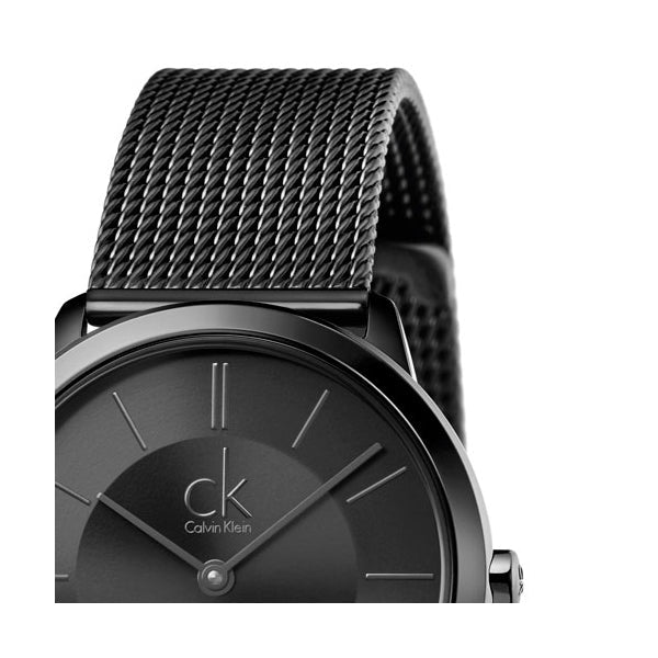  Shop Authentic Calvin Klein Minimal Black Dial Black Mesh Bracelet Watch for Men - K3M224B1 - Luxxuri