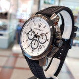  Shop Authentic Maserati Successo 44mm White Dial Black Silicone Strap Watch For Men - R8871621010 - Luxxuri