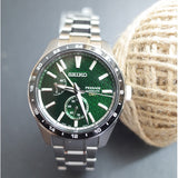  Shop Authentic Seiko Presage Sharp Edged Series GMT Green Dial Silver Steel Strap Watch For Men - SPB219J1 - Luxxuri