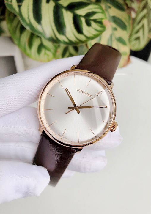  Shop Authentic Calvin Klein High Noon Silver Dial Brown Leather Strap Watch for Men - K8M216G6 - Luxxuri