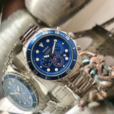  Shop Authentic Fossil FB-03 Chronograph Blue Dial Silver Steel Strap Watch for Men - FS5724 - Luxxuri