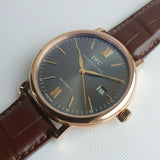  Shop Authentic IWC Portofino Automatic Grey Dial Brown Leather Strap Watch for Men - IW356511 - Luxxuri