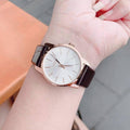  Shop Authentic Calvin Klein City White Mother of Pearl Dial Brown Leather Strap Watch for Women - K2G23620 - Luxxuri