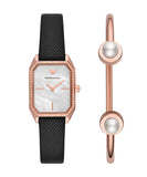  Shop Authentic Emporio Armani Gianni T Bar Quartz Mother of Pearl Dial Blue Leather Strap Watch For Women - AR11466 - Luxxuri