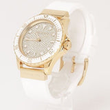 Shop Authentic Michael Kors Everest Analog Gold Dial White Silicone Strap Watch For Women - MK7357 - Luxxuri