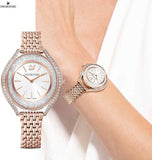  Shop Authentic Swarovski Crystalline Aura Silver Dial Rose Gold Steel Strap Watch for Women - 5519459 - Luxxuri