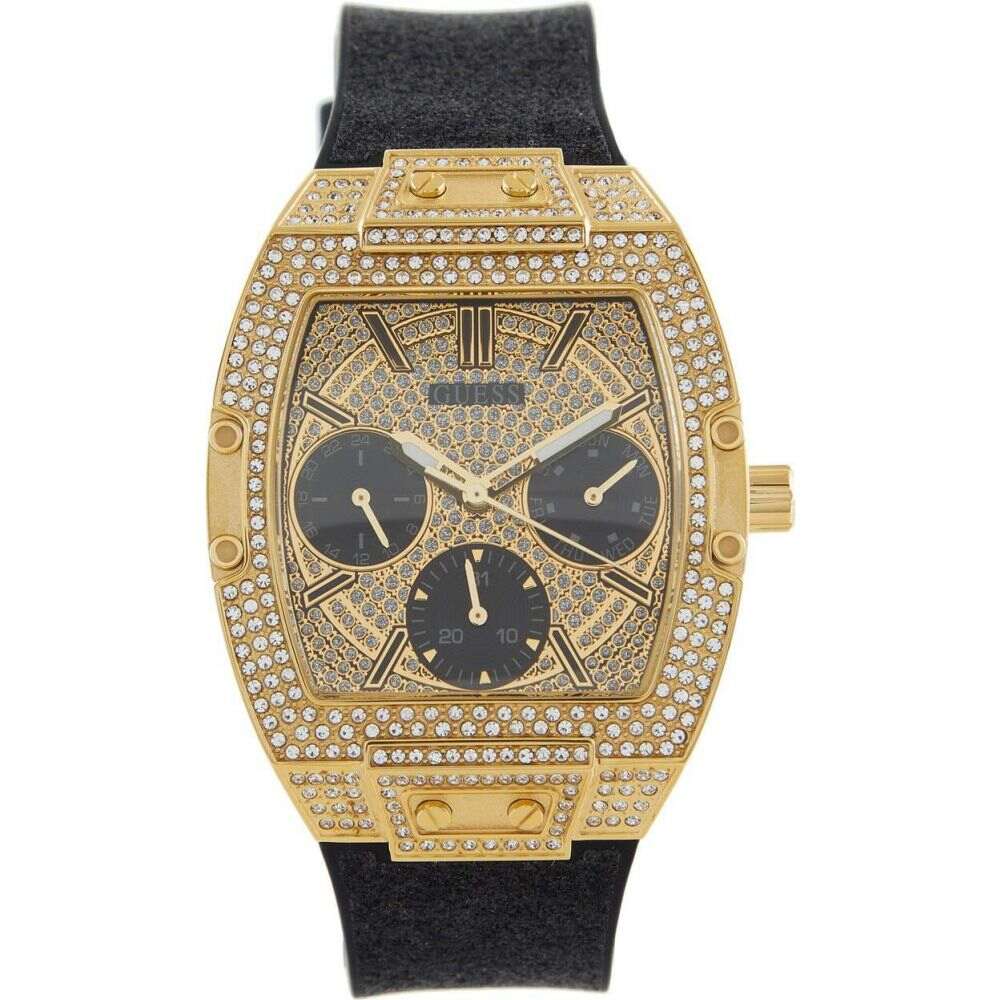  Shop Authentic Guess Raven Diamonds Champagne Dial Black Rubber Strap Watch For Women - GW0105L2 - Luxxuri
