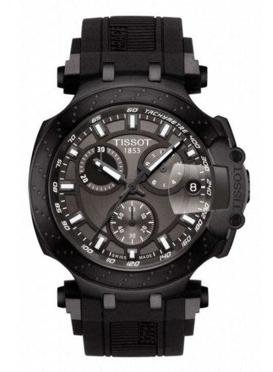 Tissot T Race Chronograph Anthracite Black Dial Black Silicone Strap Watch For Men - T115.417.37.061.03