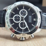  Shop Authentic Hugo Boss Ikon Black Dial Black Leather Strap Watch for Men - 1513178 - Luxxuri
