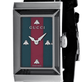  Shop Authentic Gucci G-Frame Mother of Pearl Green & Red Dial Black Leather Strap Watch For Women - YA147403 - Luxxuri