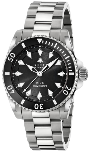  Shop Authentic Gucci Dive Automatic Black Dial Silver Steel Strap Watch for Men - YA136353 - Luxxuri