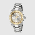  Shop Authentic Gucci Dive Automatic 18K Gold Silver Dial Silver Steel Strap Watch for Men - YA136357 - Luxxuri