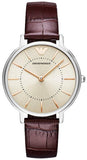  Shop Authentic Emporio Armani Dress Quartz Silver Dial Brown Leather Strap Watch For Women - AR11063 - Luxxuri