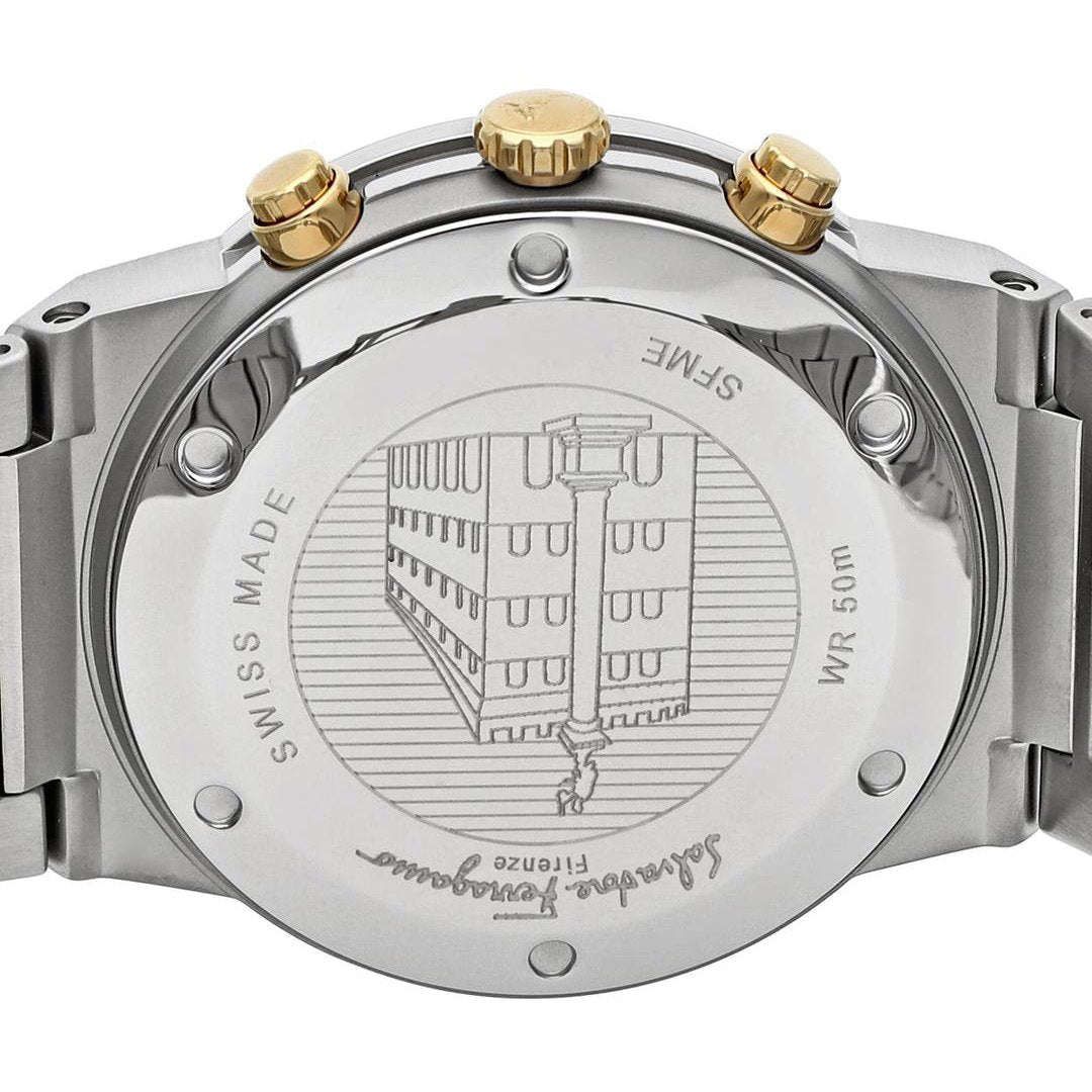 Salvatore Ferragamo Sapphire Chrono Blue Dial Two Tone Steel Strap Watch for Men - SFME00521