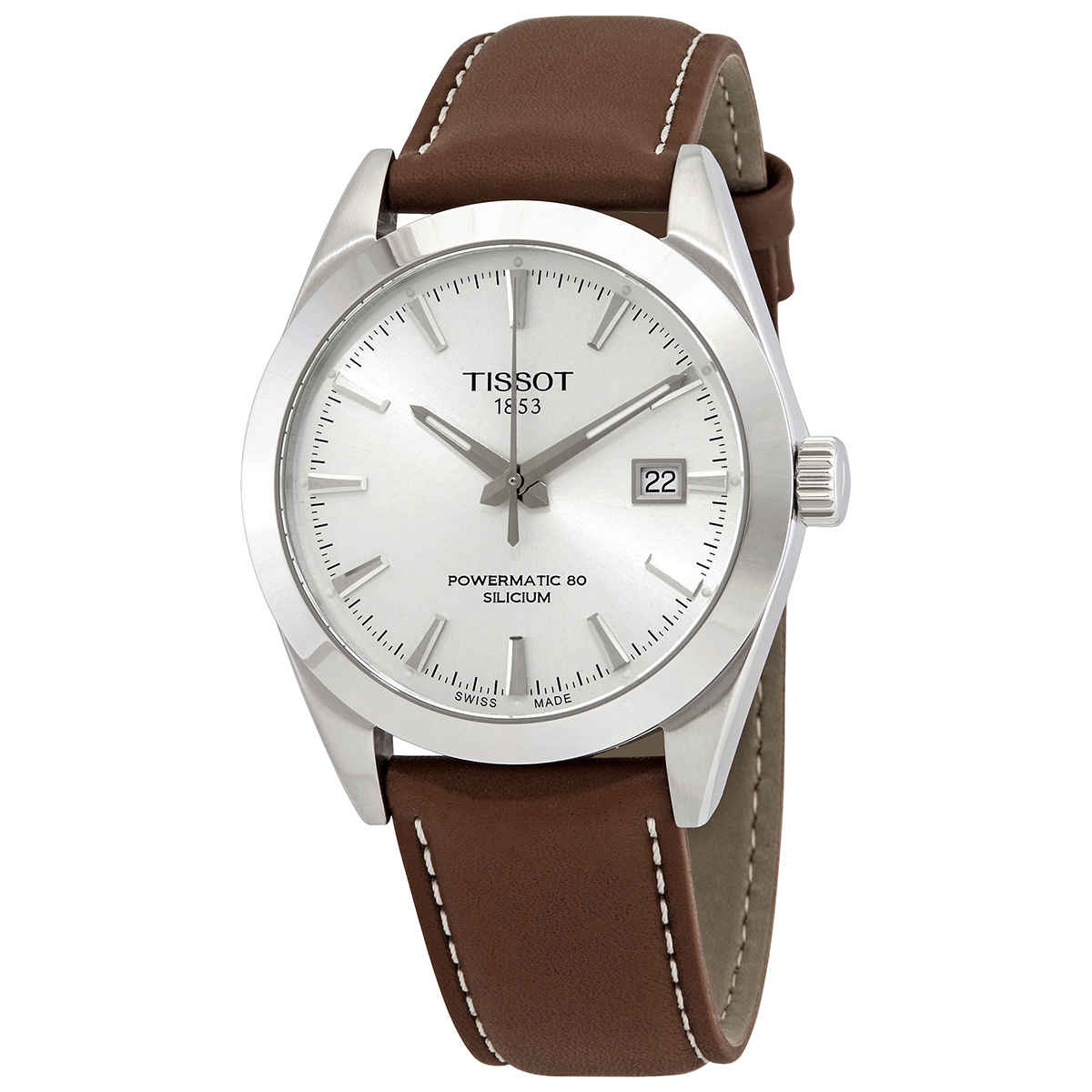  Shop Authentic Tissot Gentleman Powermatic 80 Silicium Silver Dial Brown Leather Strap Watch For Men - T127.407.16.031.00 - Luxxuri