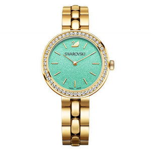  Shop Authentic Swarovski Daytime Crystals Turquoise Dial Gold Steel Strap Watch for Women - 5182212 - Luxxuri