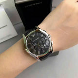  Shop Authentic Emporio Armani Valente Chronograph Black Dial Black Leather Strap Watch For Men - AR1633 - Luxxuri