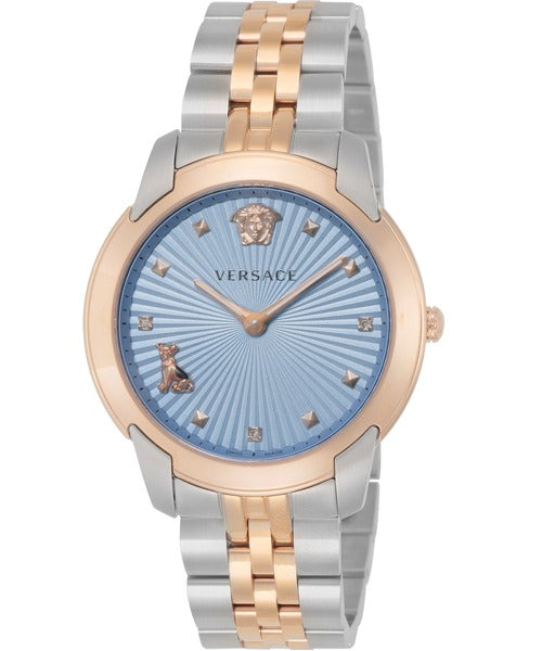  Shop Authentic Versace Audrey Quartz Blue Dial Two Tone Steel Strap Watch for Women - VELR00619 - Luxxuri