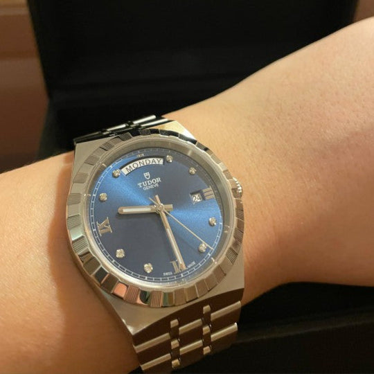  Shop Authentic Tudor Royal Automatic Diamonds Blue Dial Silver Steel Strap Watch for Men - M28600-0006 - Luxxuri