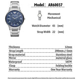  Shop Authentic Emporio Armani Renato Automatic Blue Dial Silver Steel Strap Watch For Men - AR60037 - Luxxuri
