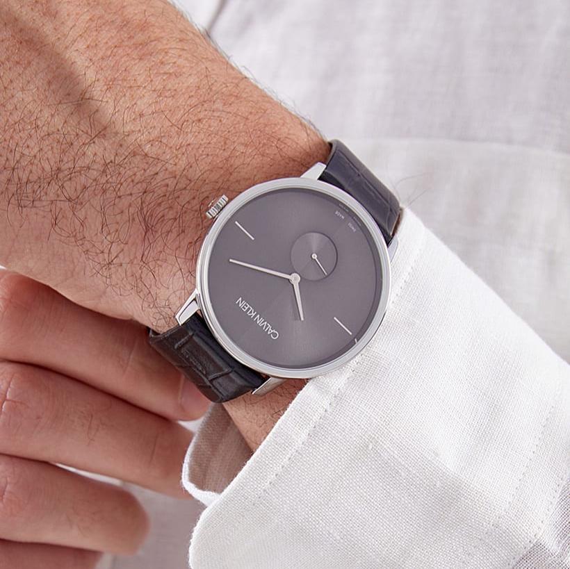  Shop Authentic Calvin Klein Accent Black Dial Black Leather Strap Watch for Men - K2Y211C3 - Luxxuri