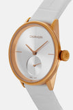  Shop Authentic Calvin Klein Accent Silver Dial White Leather Strap Watch for Women - K2Y236K6 - Luxxuri