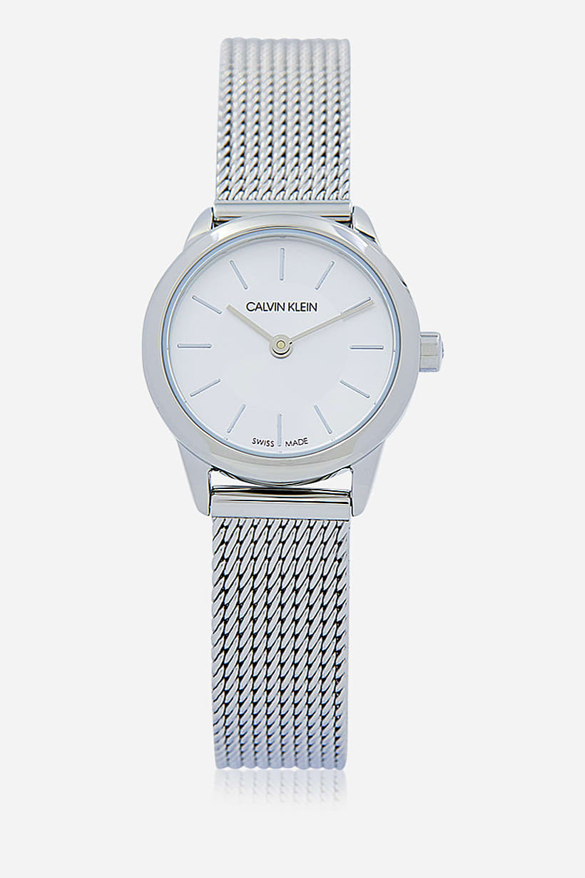  Shop Authentic Calvin Klein Minimal White Dial Silver Mesh Bracelet Watch for Women - K3M23126 - Luxxuri