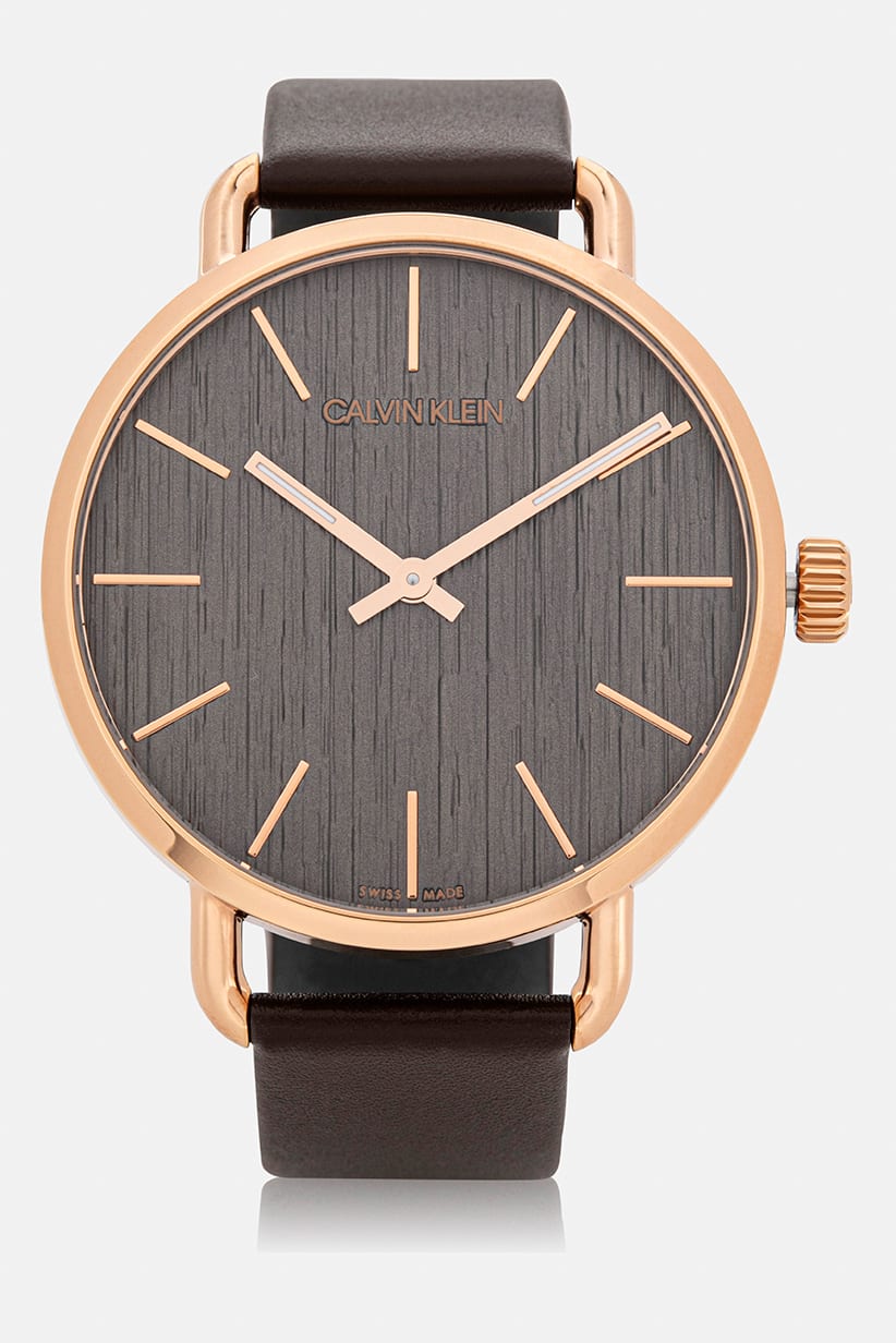  Shop Authentic Calvin Klein Even Grey Dial Brown Leather Strap Watch for Women - K7B216G3 - Luxxuri