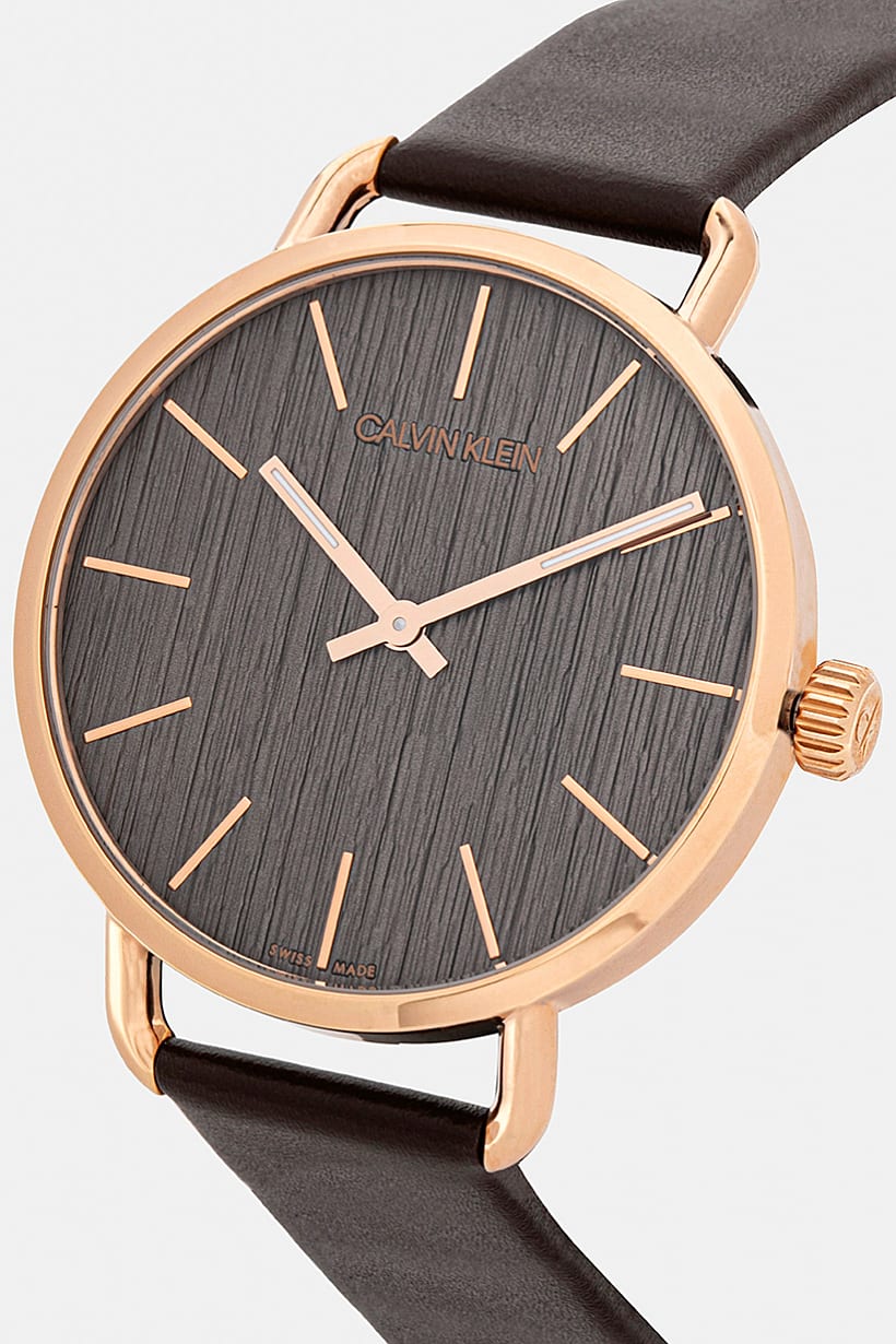  Shop Authentic Calvin Klein Even Grey Dial Brown Leather Strap Watch for Women - K7B216G3 - Luxxuri