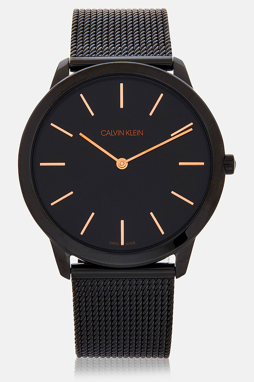  Shop Authentic Calvin Klein Minimal Black Dial Black Mesh Bracelet Watch for Men - K3M21421 - Luxxuri