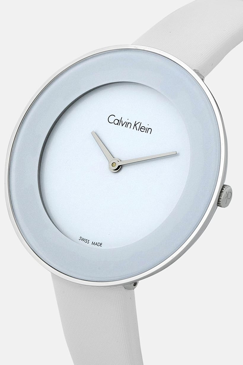  Shop Authentic Calvin Klein Chic White Dial White Leather Strap Watch for Women - K7N23TK2 - Luxxuri