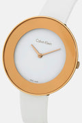  Shop Authentic Calvin Klein Chic White Dial White Leather Strap Watch for Women - K7N236K2 - Luxxuri
