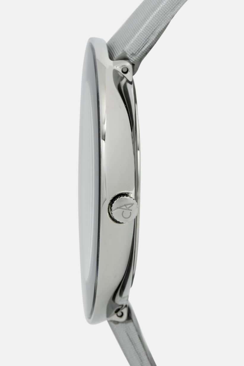  Shop Authentic Calvin Klein Chic Silver Dial White Leather Strap Watch for Women - K7N23UP8 - Luxxuri