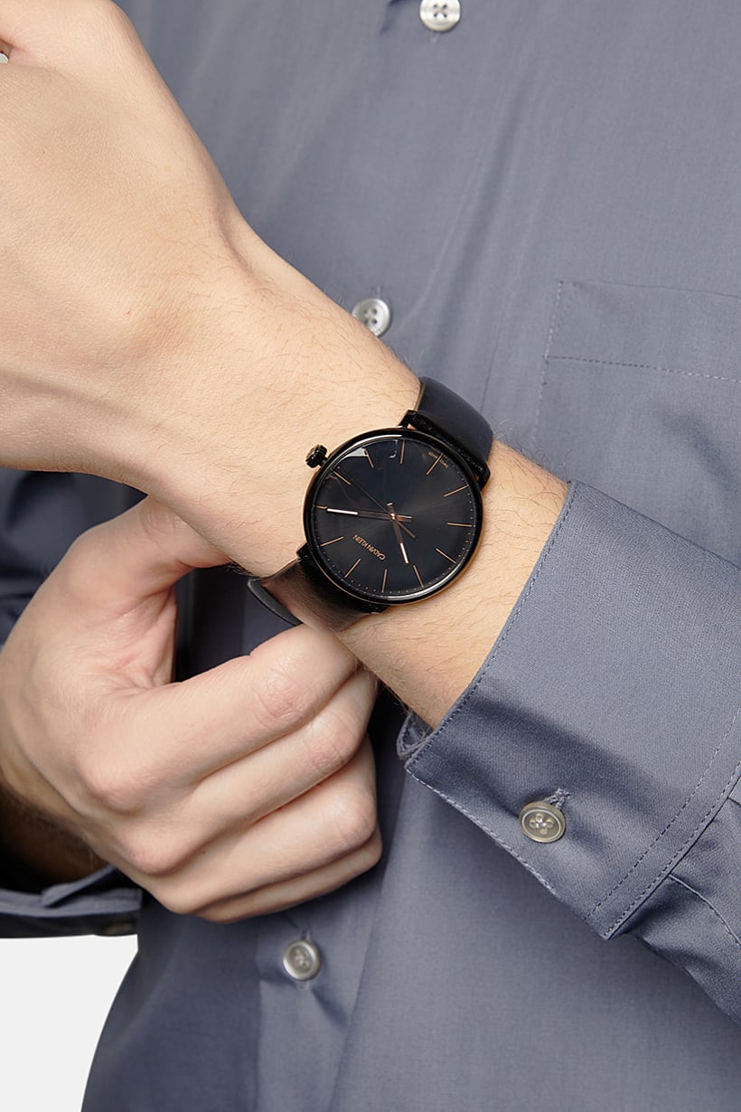  Shop Authentic Calvin Klein High Noon Quartz Black Dial Black Leather Strap Watch for Men - K8M214CB - Luxxuri