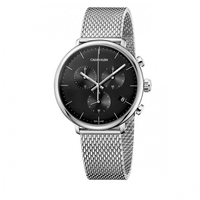  Shop Authentic Calvin Klein High Noon Chronograph Black Dial Silver Mesh Bracelet Watch for Men - K8M27121 - Luxxuri