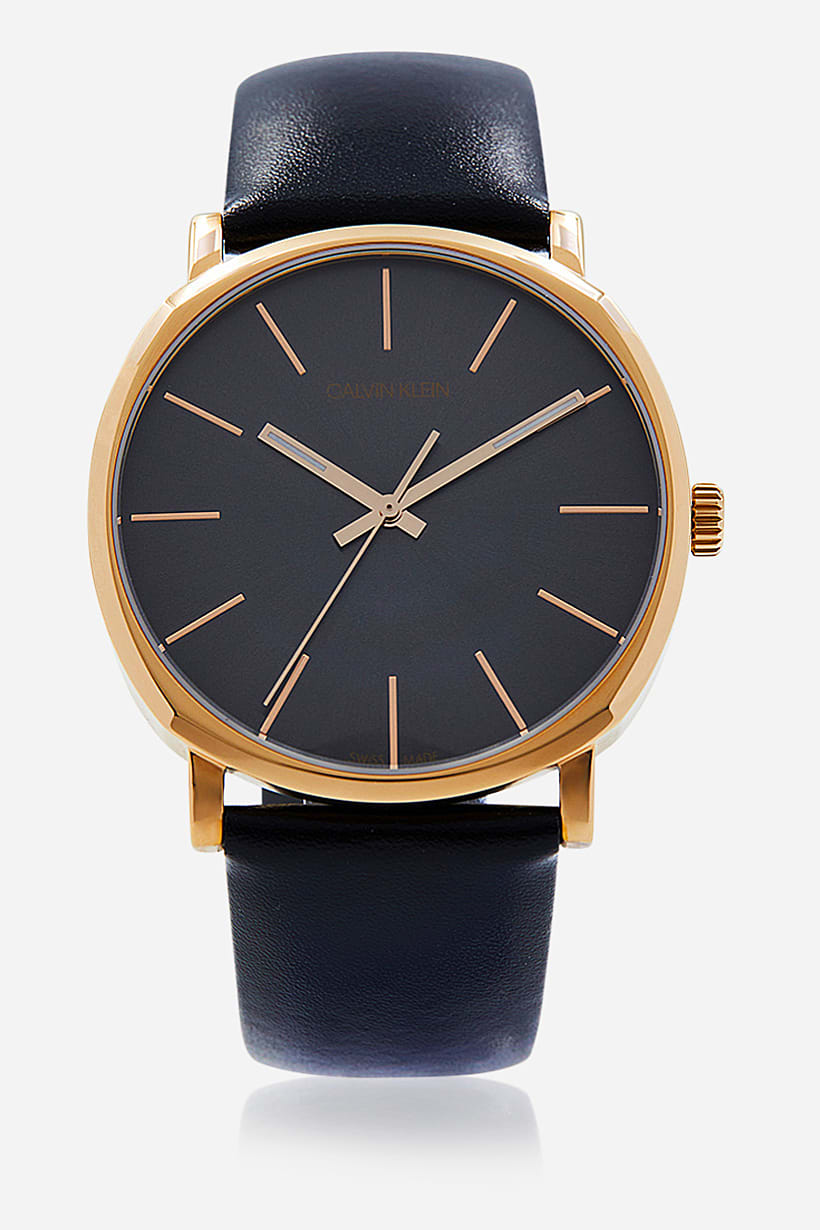  Shop Authentic Calvin Klein Posh Black Dial Black Leather Strap Watch for Men - K8Q316C3 - Luxxuri