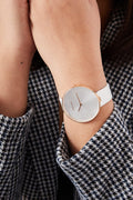  Shop Authentic Calvin Klein Full Moon White Dial White Leather Strap Watch for Women - K8Y236L6 - Luxxuri