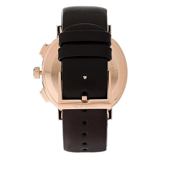  Shop Authentic Calvin Klein Posh Chronograph White Dial Brown Leather Strap Watch for Men - K8Q376G6 - Luxxuri