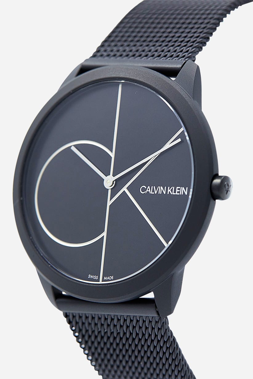  Shop Authentic Calvin Klein Minimal Black Dial Black Mesh Bracelet Watch for Men - K3M5145X - Luxxuri