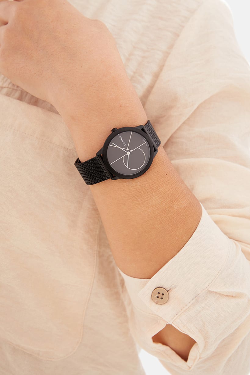  Shop Authentic Calvin Klein Minimal Black Dial Black Mesh Bracelet Watch for Women - K3M5245X - Luxxuri