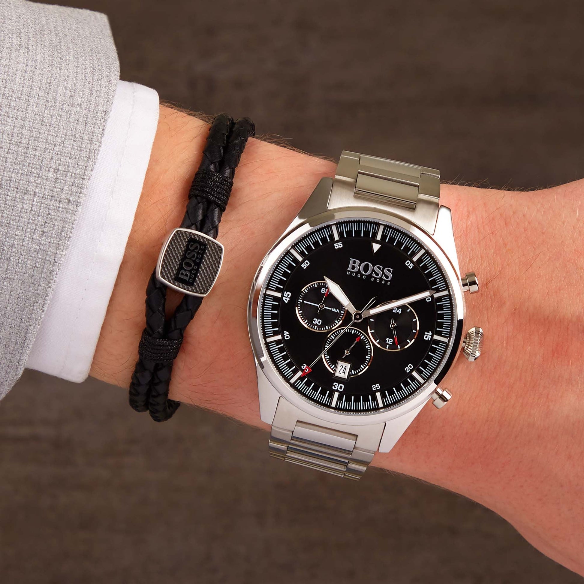  Shop Authentic Hugo Boss Pioneer Black Dial Silver Steel Strap Watch for Men - 1513712 - Luxxuri