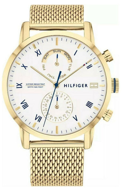  Shop Authentic Tommy Hilfiger Kane White Dial Gold Mesh Bracelet Watch for Men - 1710403 - Luxxuri
