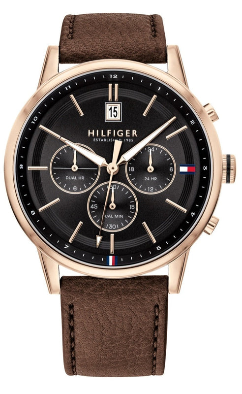  Shop Authentic Tommy Hilfiger Multi Function Chronograph Black Dial Brown Leather Strap Watch for Men - 1791631 - Luxxuri