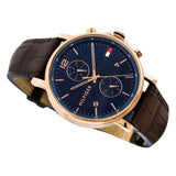  Shop Authentic Tommy Hilfiger Daniel Blue Dial Brown Leather Strap Watch for Men - 1710418 - Luxxuri